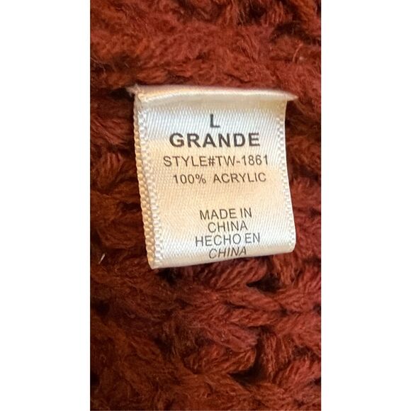 Zenana Outfitters Women’s L Sweater Red/Brown Asymmetrical Cowl Neck Chunky Ribb - Picture 7 of 9